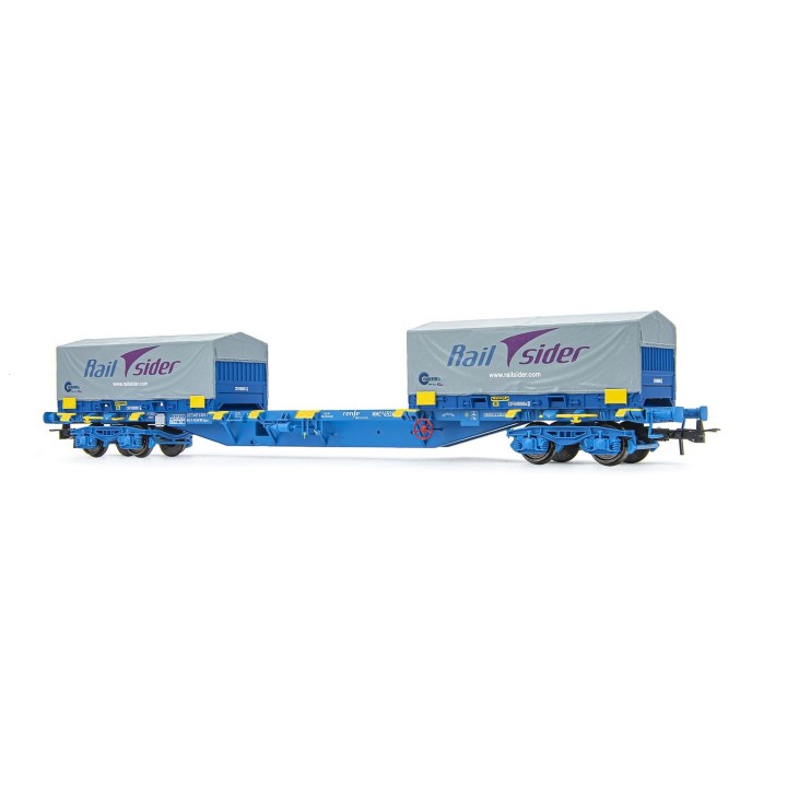 VAGON PORTACONTENEDORES RAILSIDER" ELECTROTREN HE6063 ESCALA H0"