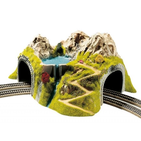 MONTAÑA CON TUNEL CURVO 2 CARRILES NOCH 05180 ESCALA H0