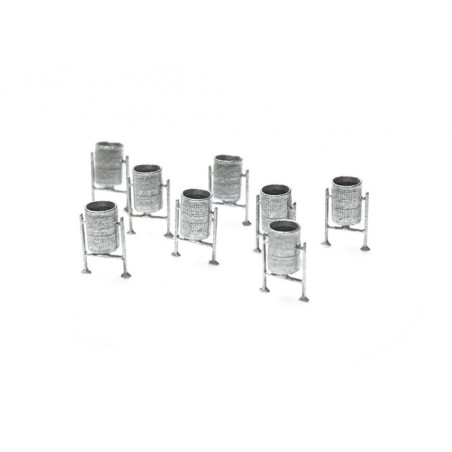 PAPELERAS METALICAS COLOR PLATA 8UD N-TRAIN 211015 ESCALA N