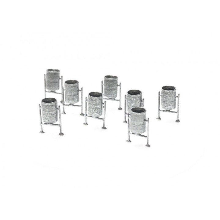 PAPELERAS METALICAS COLOR PLATA 8UD N-TRAIN 211015 ESCALA N