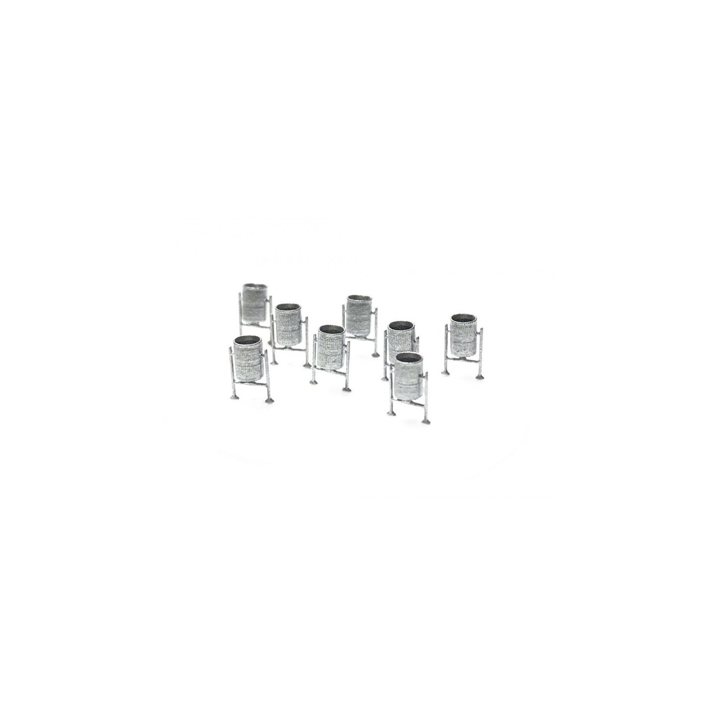PAPELERAS METALICAS COLOR PLATA 8UD N-TRAIN 211015 ESCALA N