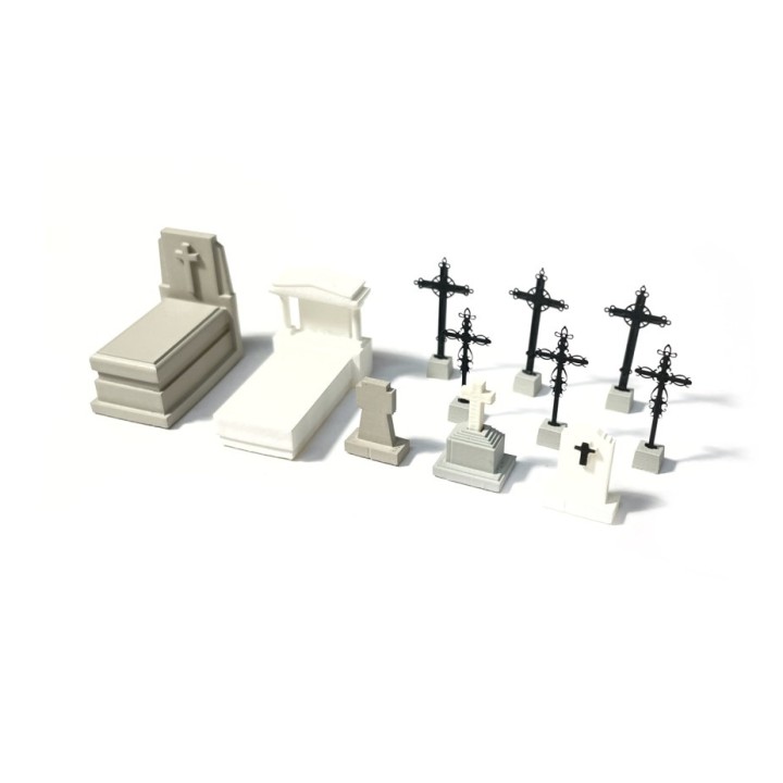 CEMENTERIO CON TUMBAS CRISTIANAS ANTIGUAS 12UD 87-TRAIN 221054 ESCALA H0