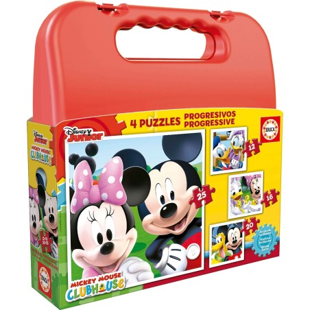 MALETA PUZZLES PROGRESIVOS MICKEY MOUSE 12-16-20-25 EDUCA 16505