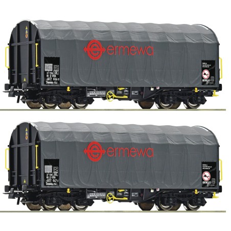 SET 2 VAGONES LONAS CORREDIZAS ERMEWA" ROCO 76039 ESCALA H0"