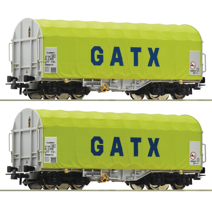 SET 2 VAGONES LONAS CORREDIZAS GATX" ROCO 76055 ESCALA H0"