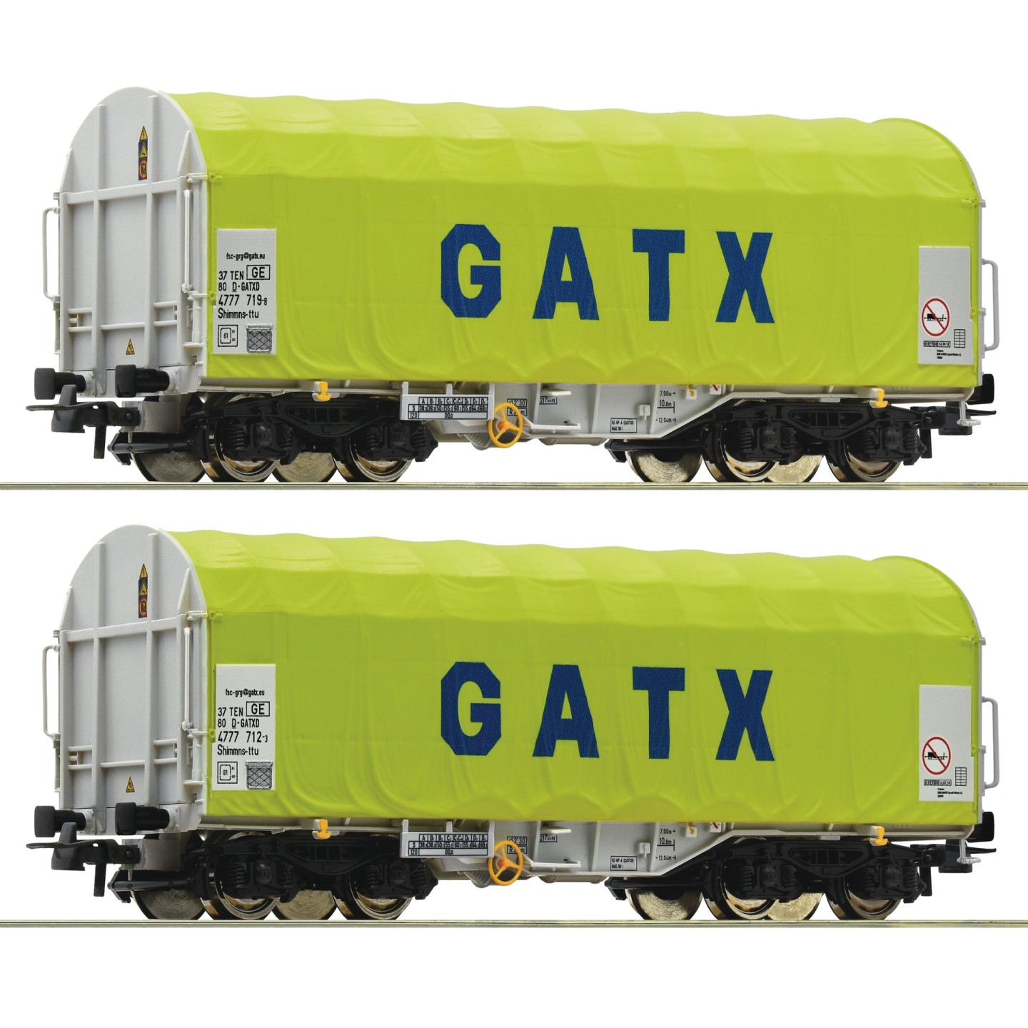 SET 2 VAGONES LONAS CORREDIZAS GATX" ROCO 76055 ESCALA H0"