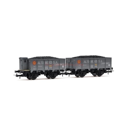 SET 2 VAGONES ABIERTOS RENFE TIPO X "CARGADOS CON CARBÓN" H0 ELECTROTREN HE6094