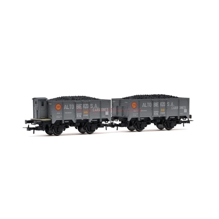 SET 2 VAGONES ABIERTOS RENFE TIPO X "CARGADOS CON CARBÓN" H0 ELECTROTREN HE6094