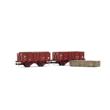 SET 2 VAGONES ABIERTOS RENFE "SACOS DE TABACO" H0 ELECTROTREN HE6095