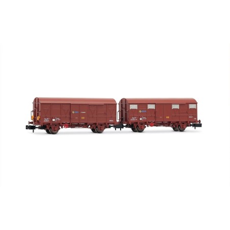 SET 2 VAGONES CERRADOS RENFE J2 "CON LUCES DE COLA" ESCALA N ARNOLD HN6718