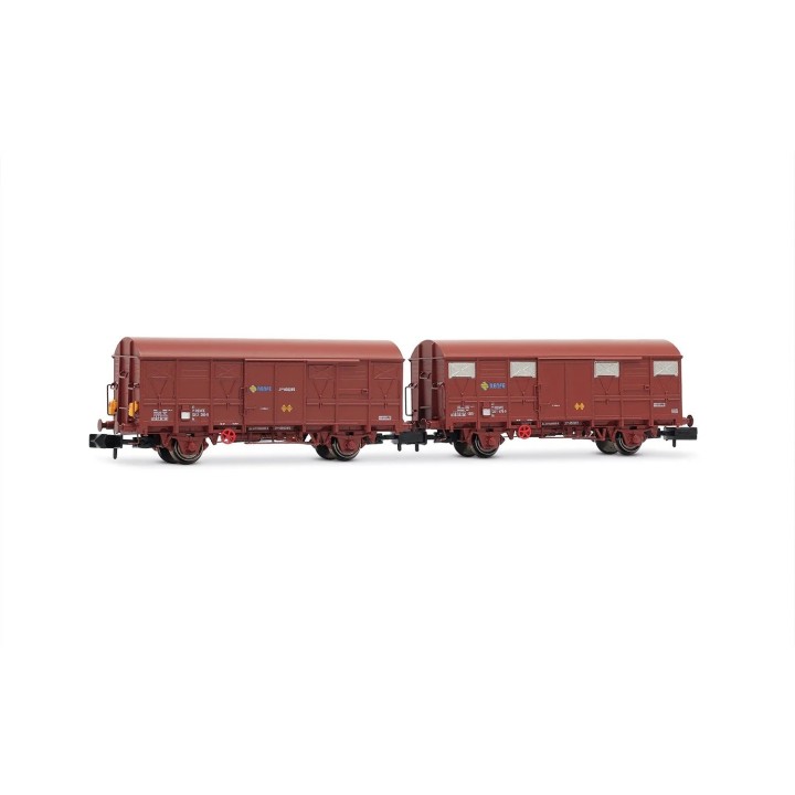 SET 2 VAGONES CERRADOS RENFE J2 "CON LUCES DE COLA" ESCALA N ARNOLD HN6718