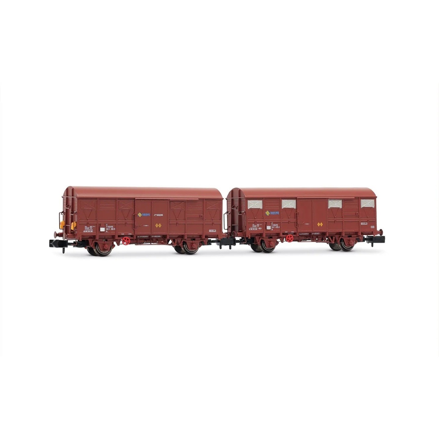 SET 2 VAGONES CERRADOS RENFE J2 "CON LUCES DE COLA" ESCALA N ARNOLD HN6718