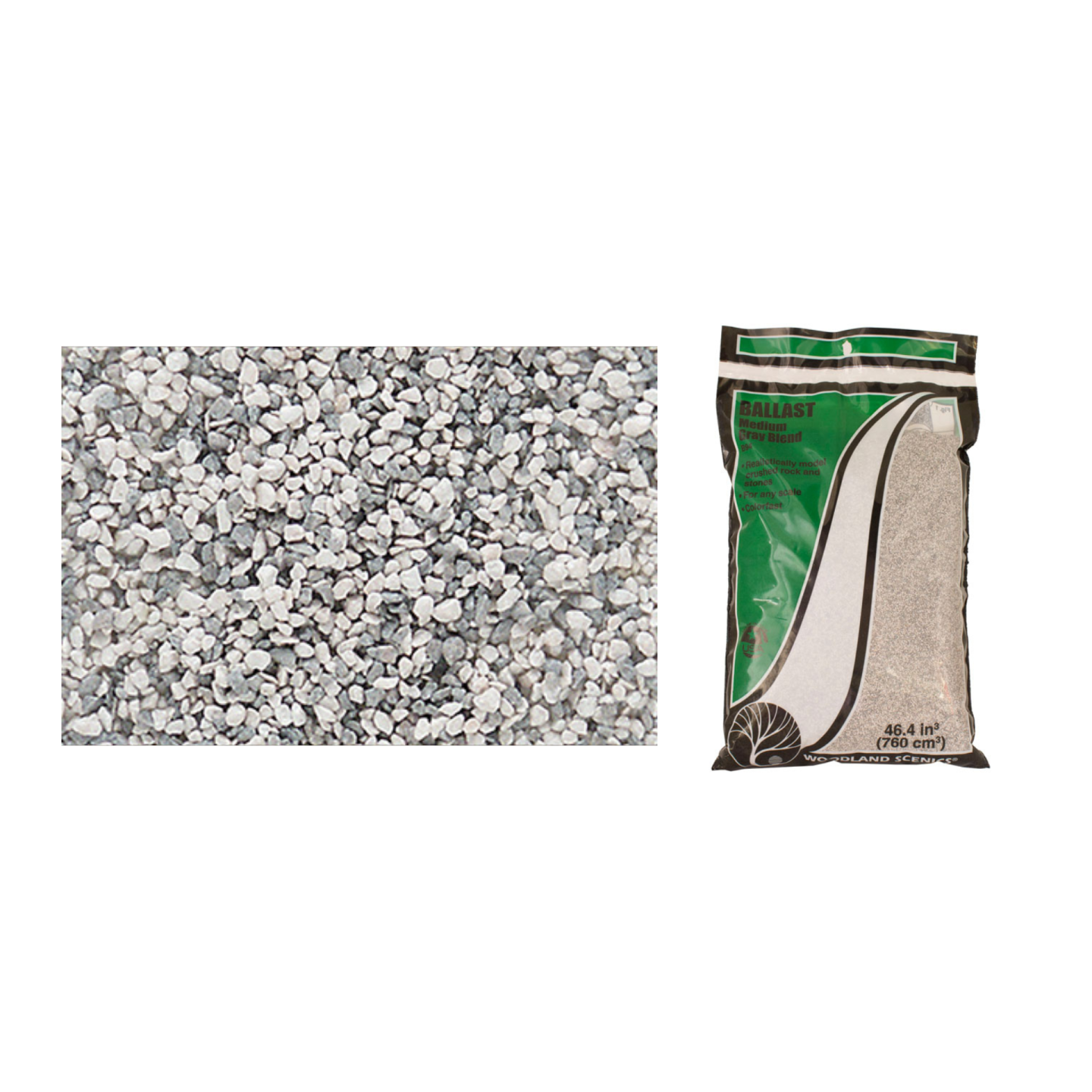 BALASTO O GRAVA MEDIA MEZCLA GRIS WOODLAND SCEENICS B94