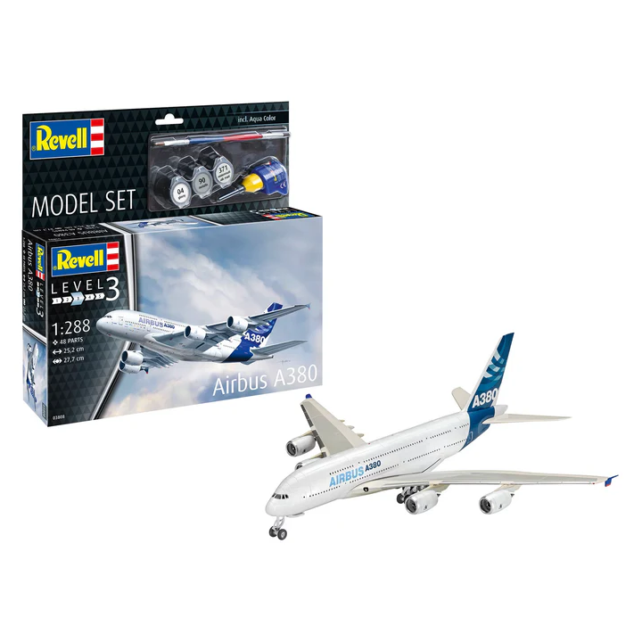 KIT CON PINTURAS AIRBUS A380 REVELL 63808 ESCALA 1/288