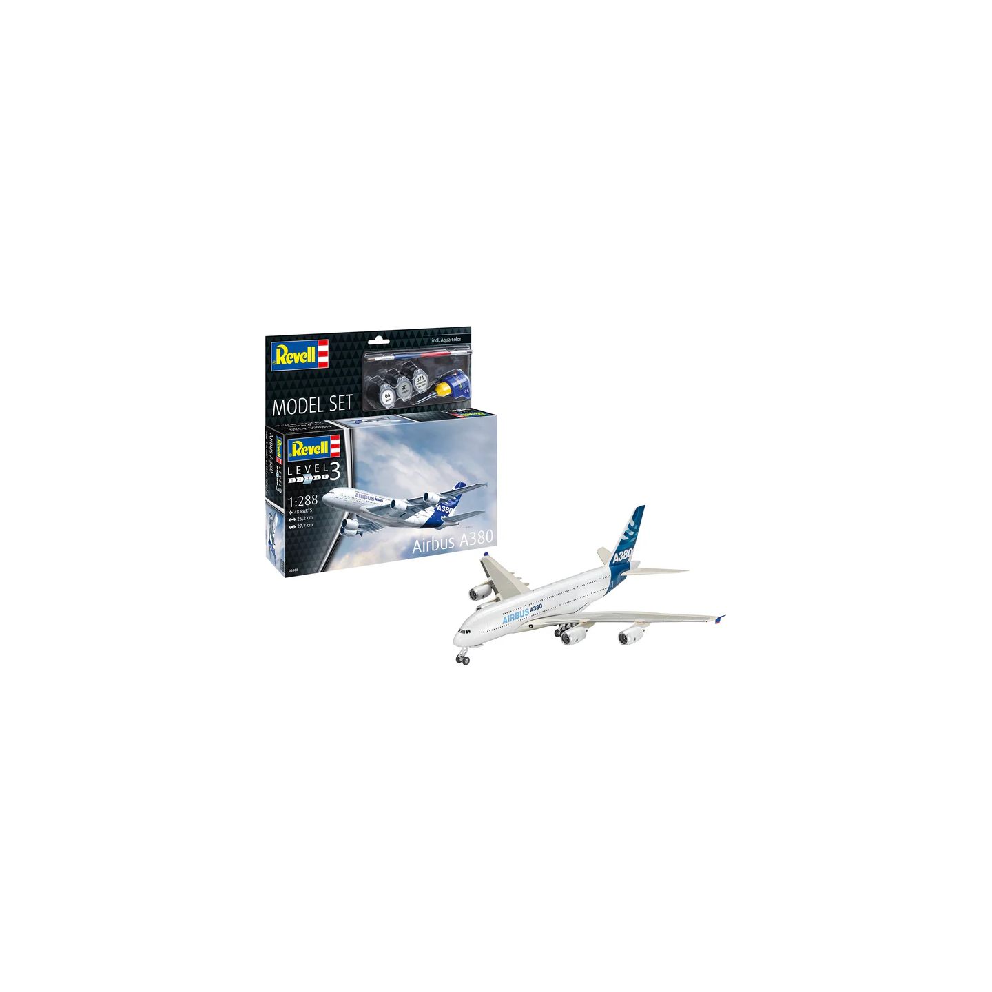 KIT CON PINTURAS AIRBUS A380 REVELL 63808 ESCALA 1/288
