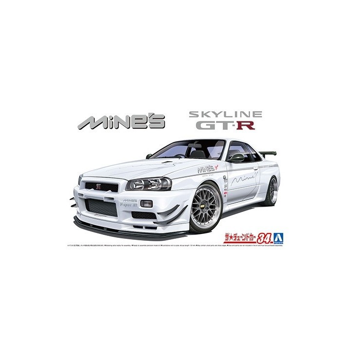 NISSAN SKYLINE GT-R BNR34 MINES AOSHIMA 1/24