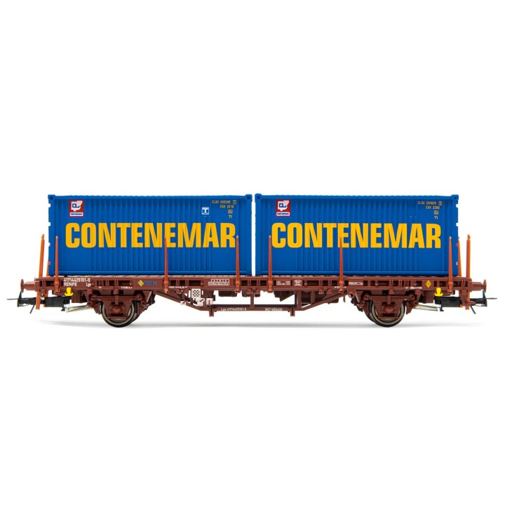 VAGON CON 2 CONTENEDORES CONTENEMAR" RENFE ELECTROTREN HE6032 ESCALA H0"