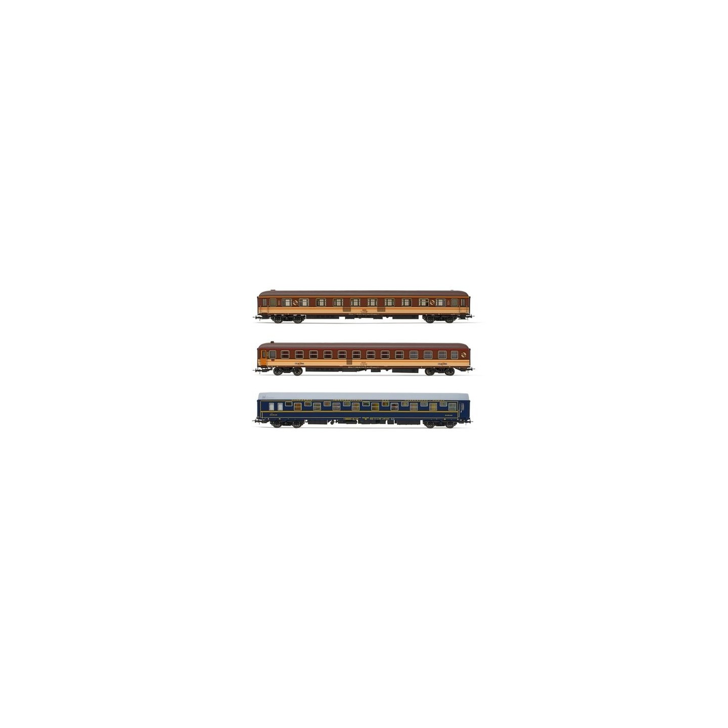 SET 3 COCHES MEDIA LUNA RENFE ELECTROTREN HE4016 ESCALA H0
