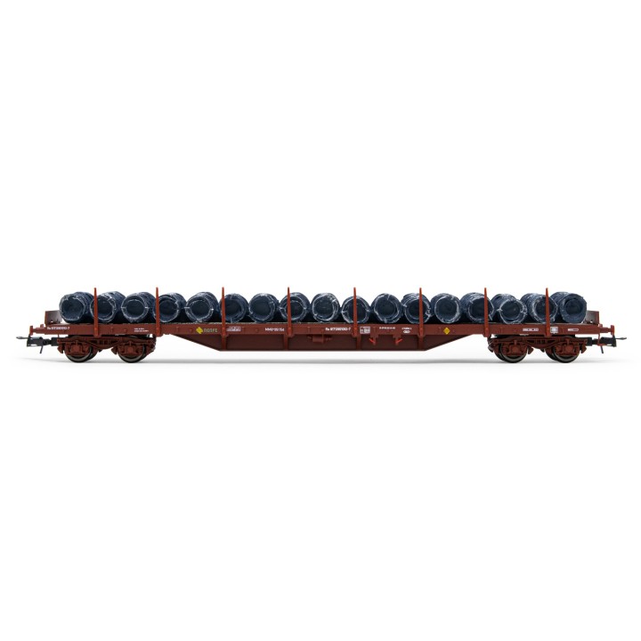 VAGON PLATAFORMA CARGADO CON ROLLOS DE ALAMBRÓN RENFE ELECTROTREN HE6033 ESCALA H0