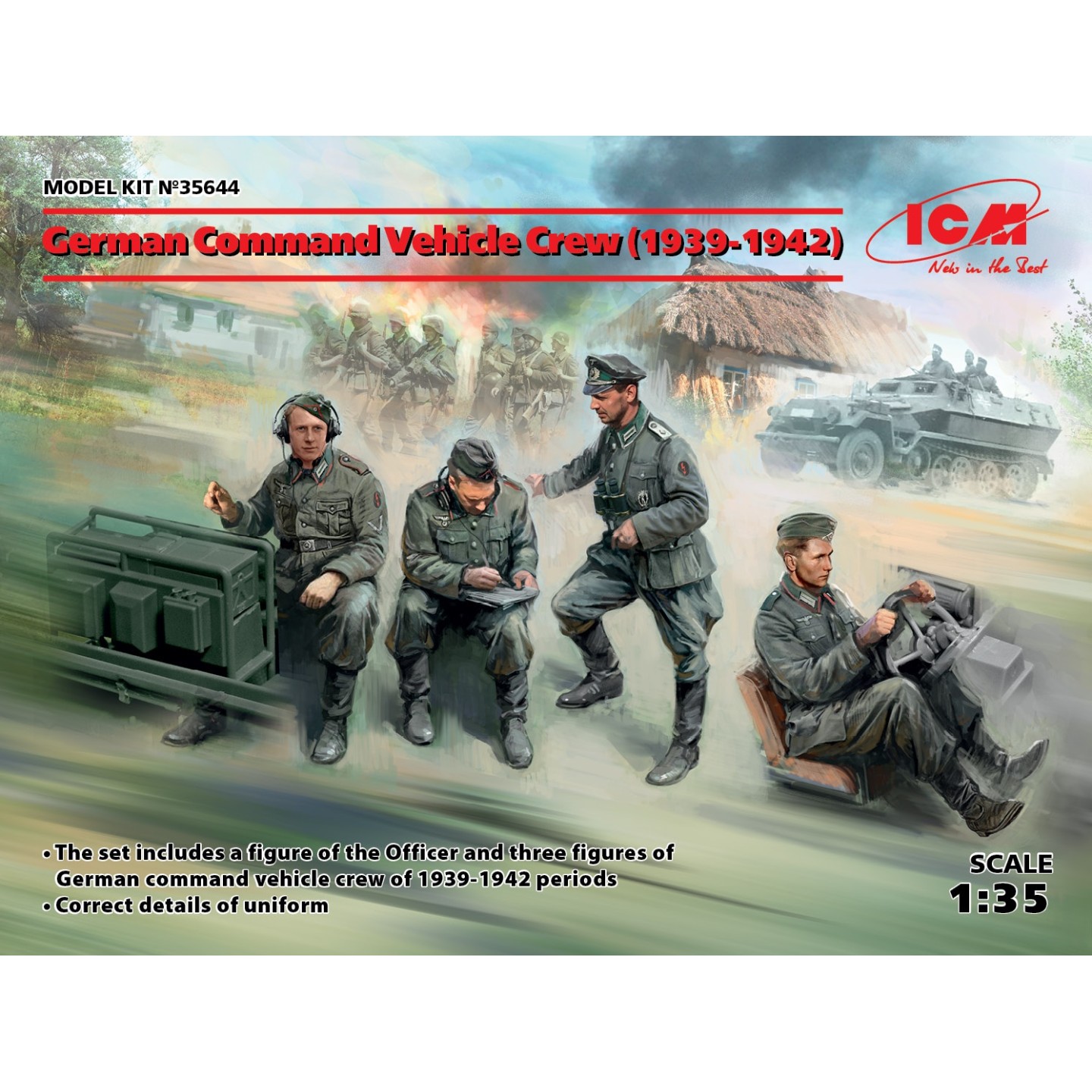 GERMAN COMMAND VEHICLE CREW WWII ICM 1/35