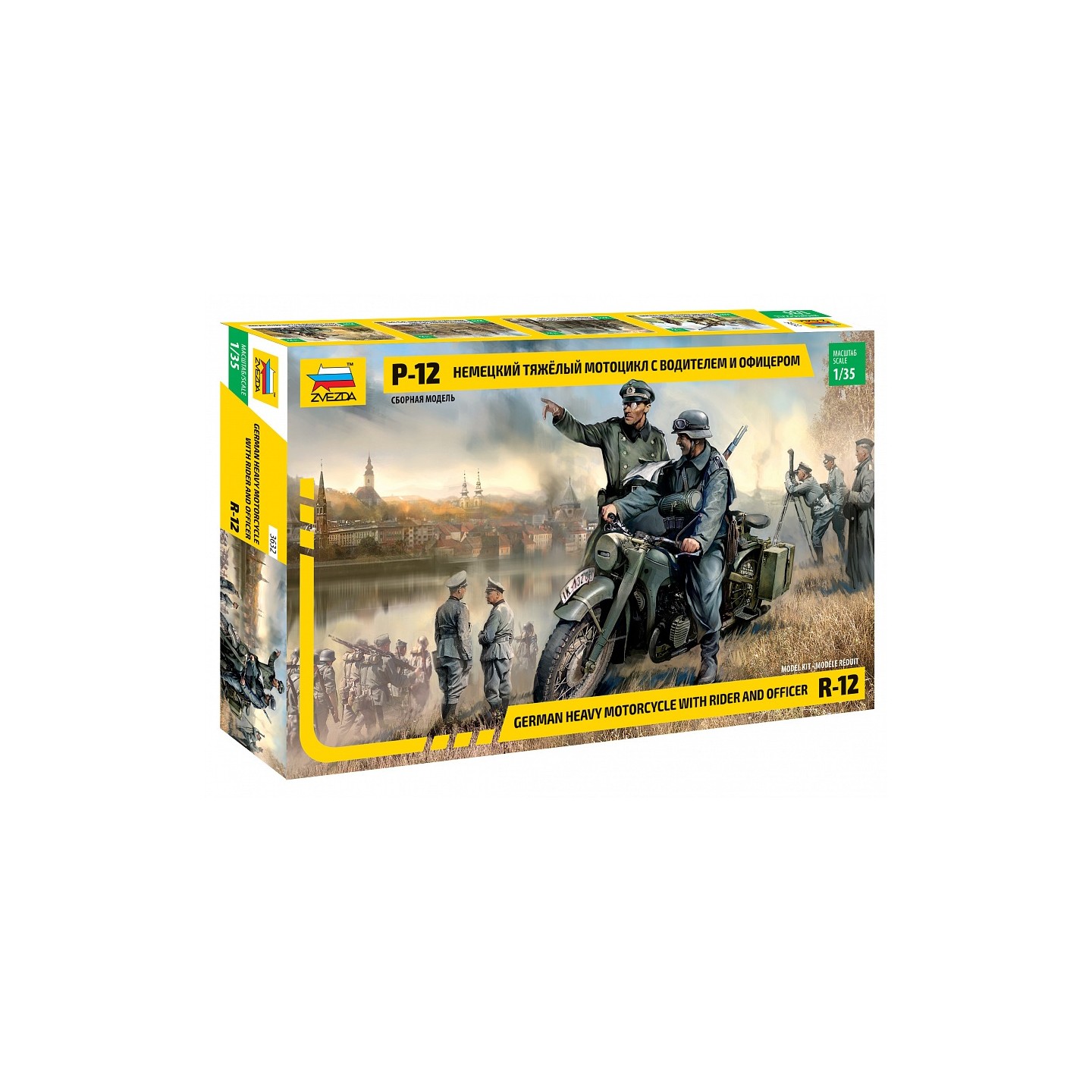MOTOCICLETA ALEMANA R-12 ZVEZDA 3632 ESCALA 1/35