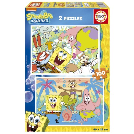 PUZZLE BOB ESPONJA 2X100 EDUCA 19389