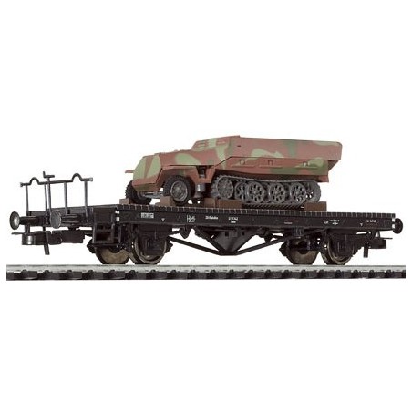 VAGON PLATAFORMA CON CAMION MILITAR LILIPUT 221553 ESCALA H0