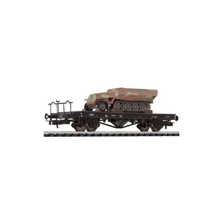VAGON PLATAFORMA CON CAMION MILITAR LILIPUT 221553 ESCALA H0