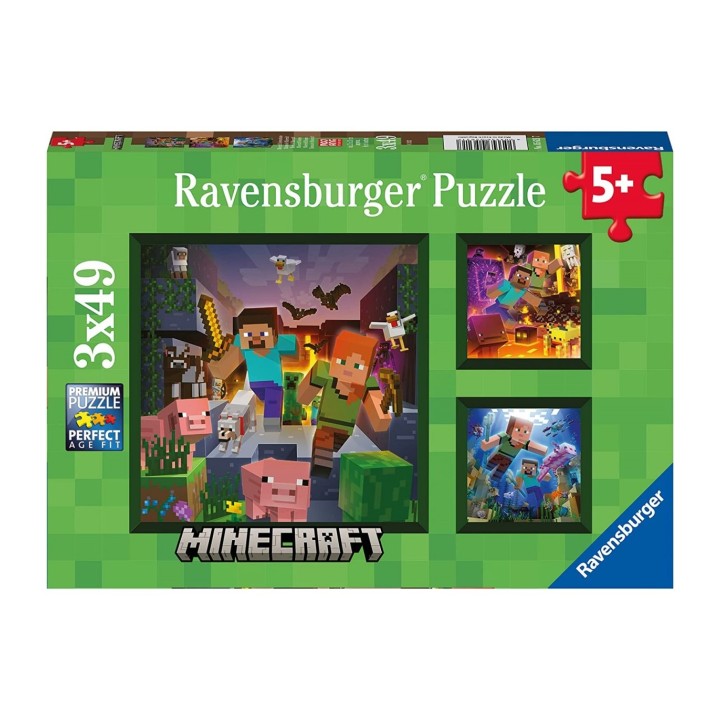 PUZZLE MINECRAFT BIOMES 3X49 RAVENSBURGUER 56217