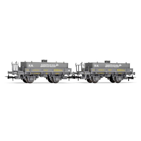 SET 2 VAGONES CON PLATAFORMA GRIS C/ ALJIBE ELECTROTREN E19041 ESCALA H0
