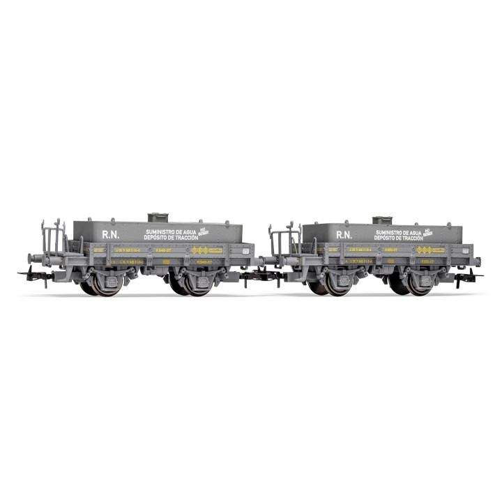 SET 2 VAGONES CON PLATAFORMA GRIS C/ ALJIBE ELECTROTREN E19041 ESCALA H0