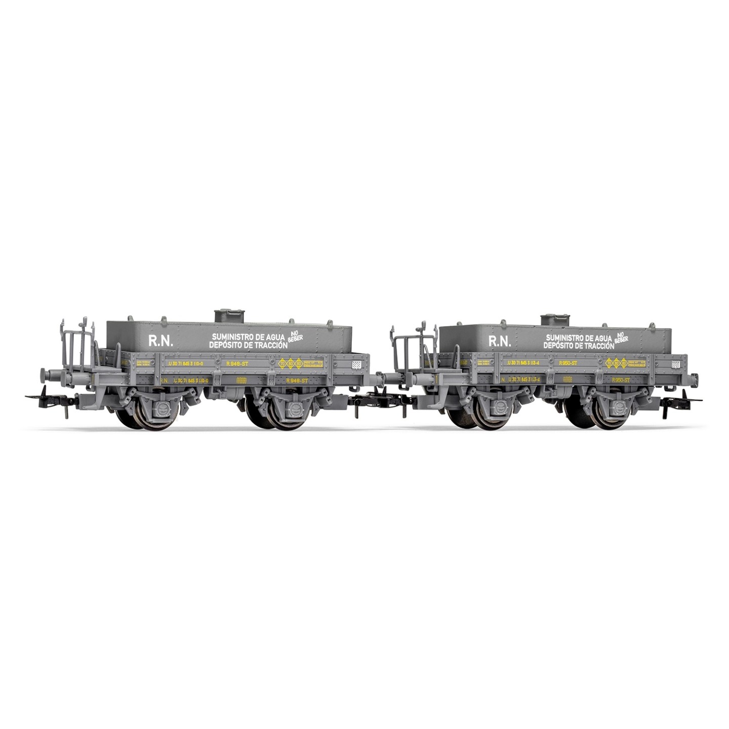 SET 2 VAGONES CON PLATAFORMA GRIS C/ ALJIBE ELECTROTREN E19041 ESCALA H0