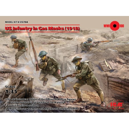 U.S. INFANTRY IN A GAS MASKS ICM 1/35