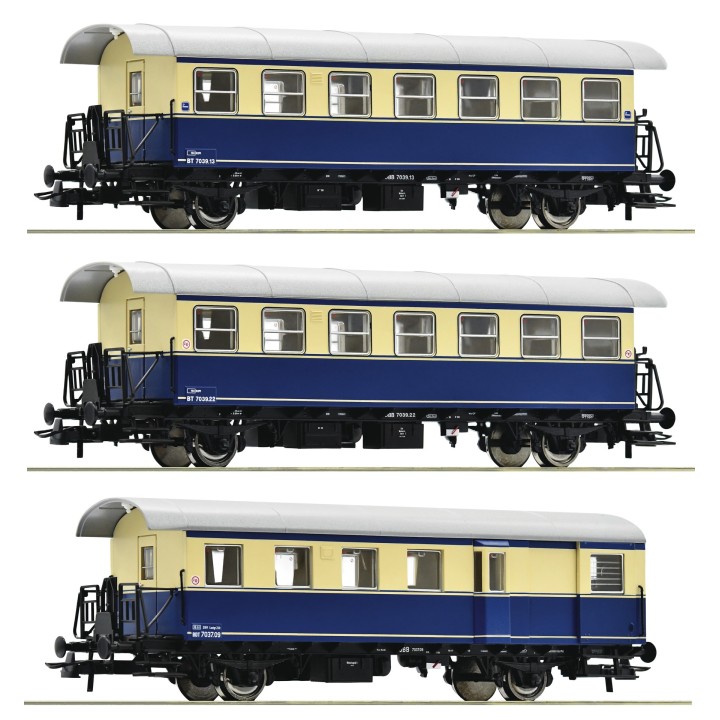 SET 3 COCHES SPANTENWAGEN" OBB ROCO 74192 ESCALA H0"