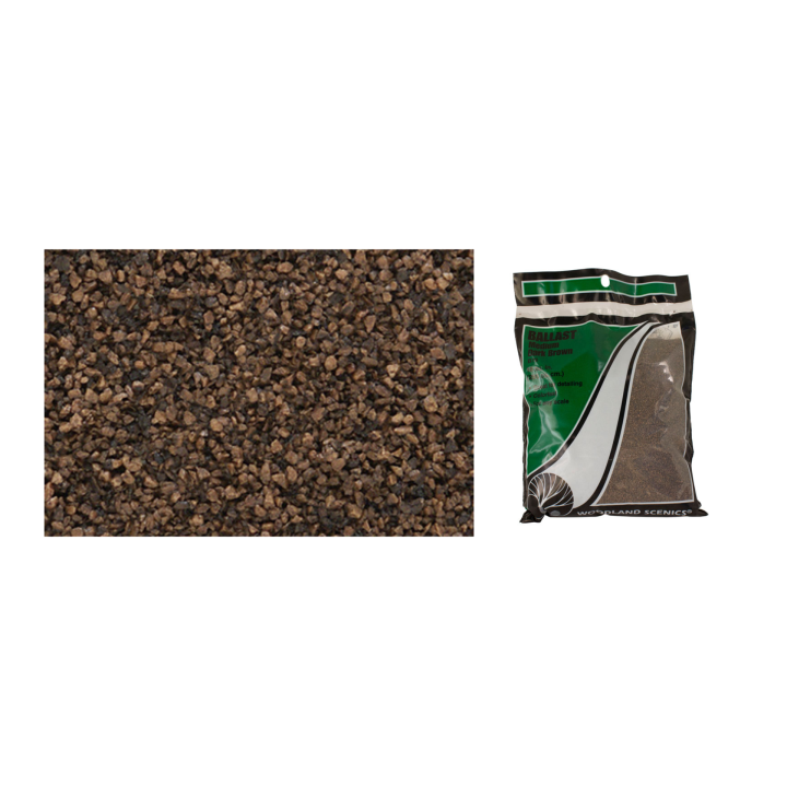 BALASTO O GRAVA FINA MARRÓN OSCURO WOODLAND SCEENICS B71