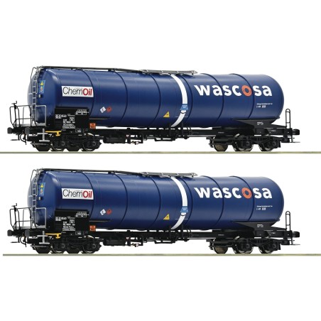 SET 2 VAGONES CISTERNA CHEMOIL WASCOSA" ROCO 77046 ESCALA H0"