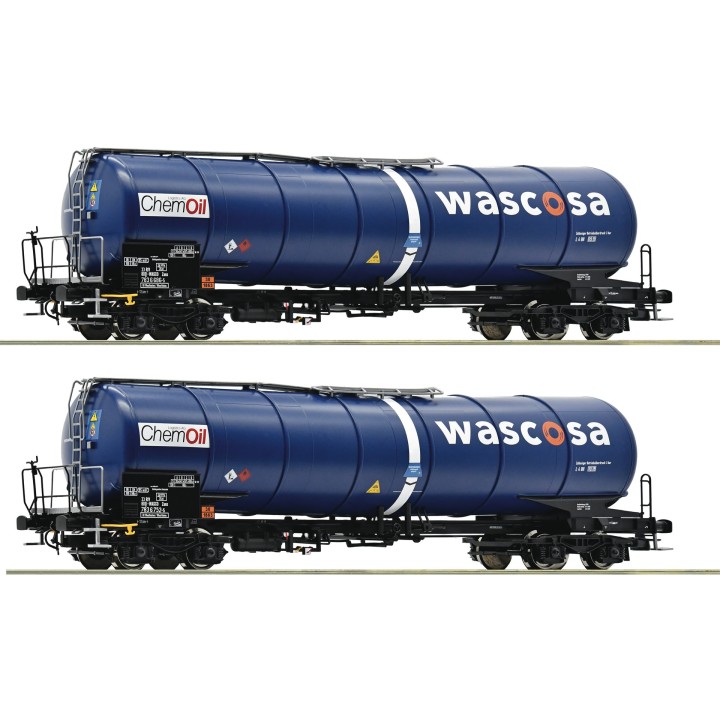 SET 2 VAGONES CISTERNA CHEMOIL WASCOSA" ROCO 77046 ESCALA H0"