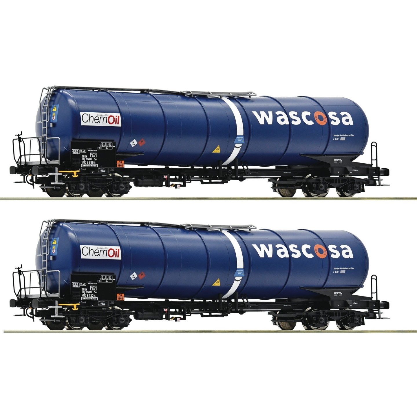 SET 2 VAGONES CISTERNA CHEMOIL WASCOSA" ROCO 77046 ESCALA H0"