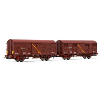 SET DOS VAGONES CERRADOS J2 VAGONES AISLANTES" LUZ DE COLA ELECTROTREN HE6019 ESCALA H0"