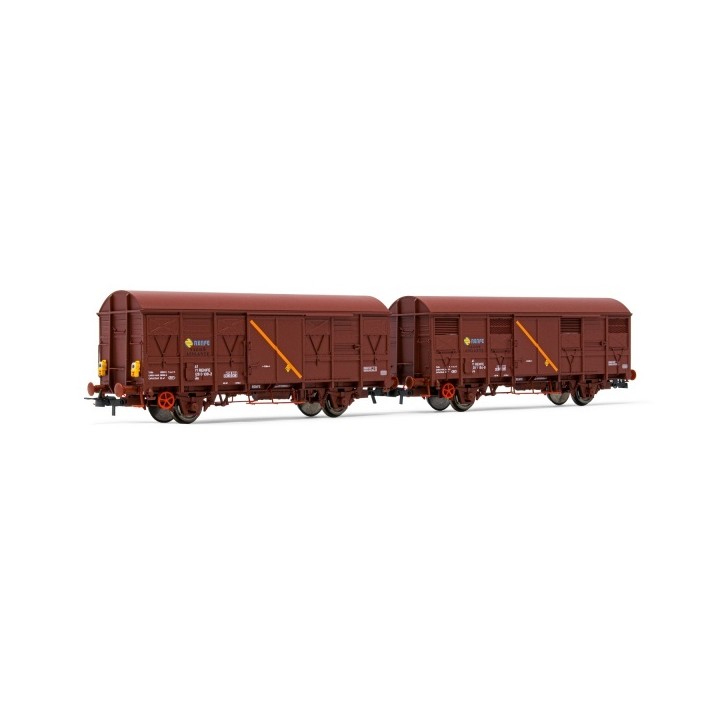 SET DOS VAGONES CERRADOS J2 VAGONES AISLANTES" LUZ DE COLA ELECTROTREN HE6019 ESCALA H0"