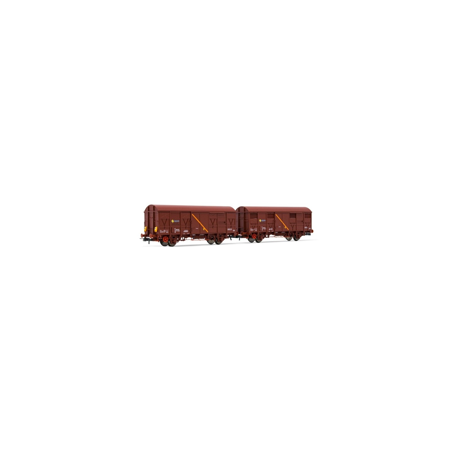 SET DOS VAGONES CERRADOS J2 VAGONES AISLANTES" LUZ DE COLA ELECTROTREN HE6019 ESCALA H0"