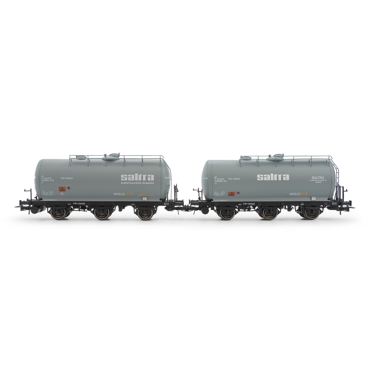 SET 2 VAGONES CISTERNA SALTRA" RENFE ELECTROTREN HE6051 ESCALA H0"