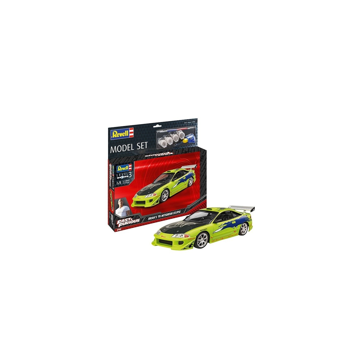 KIT CON PINTURAS MITSUBISHI ECLIPSE FAST & FURIOUS REVELL 67691 ESCALA 1/24