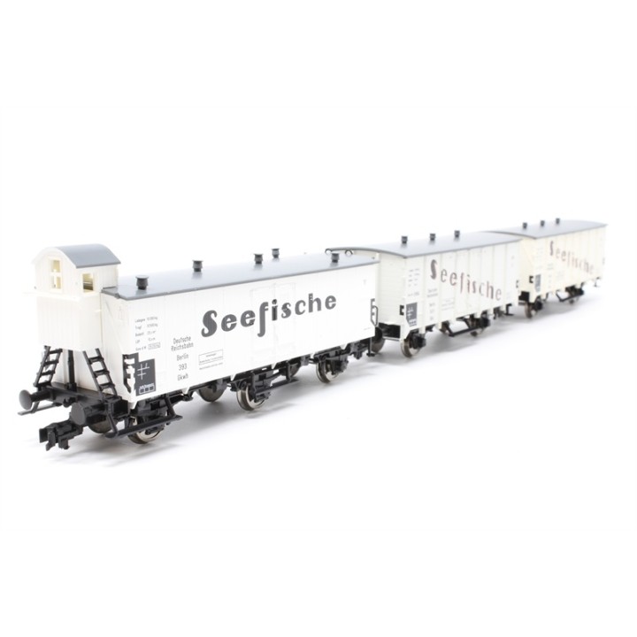 SET 3 VAGONES DE MERCANCIAS SEEFISCHE" FLEISCHMANN 538101 ESCALA H0"