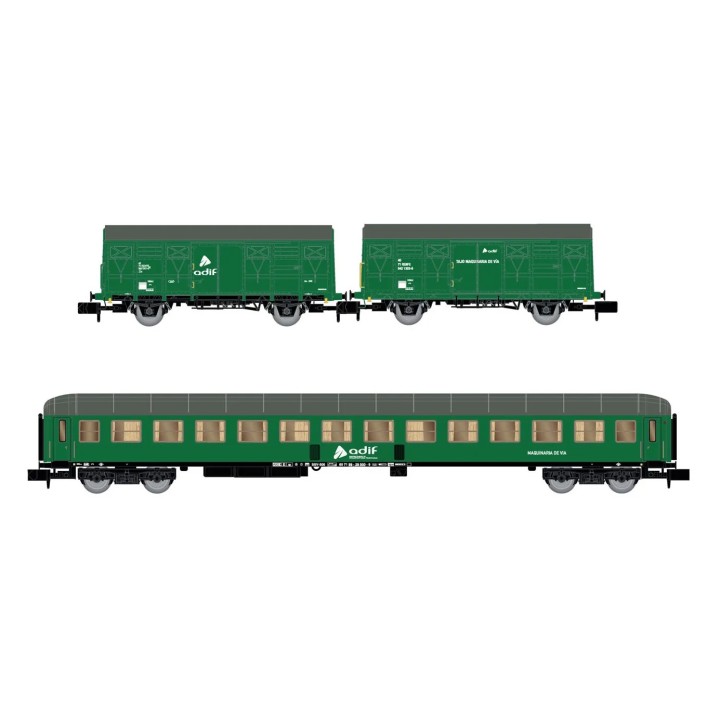 SET 2 VAGONES J2 Y COCHE SSV-500 ADIF ARNOLD HN6576 ESCALA N