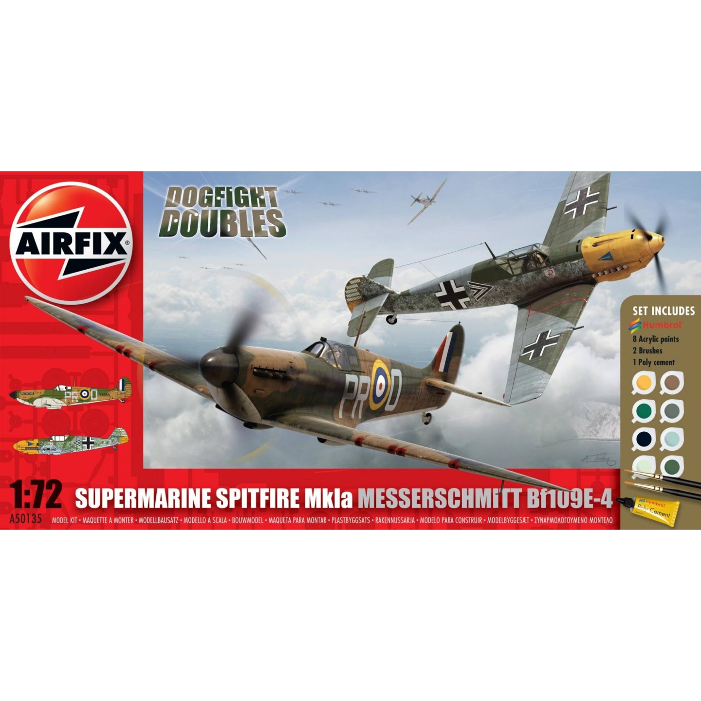 SPITFIRE MKIa Y MESSERSCHMITT BF109E AIRFIX 1/72