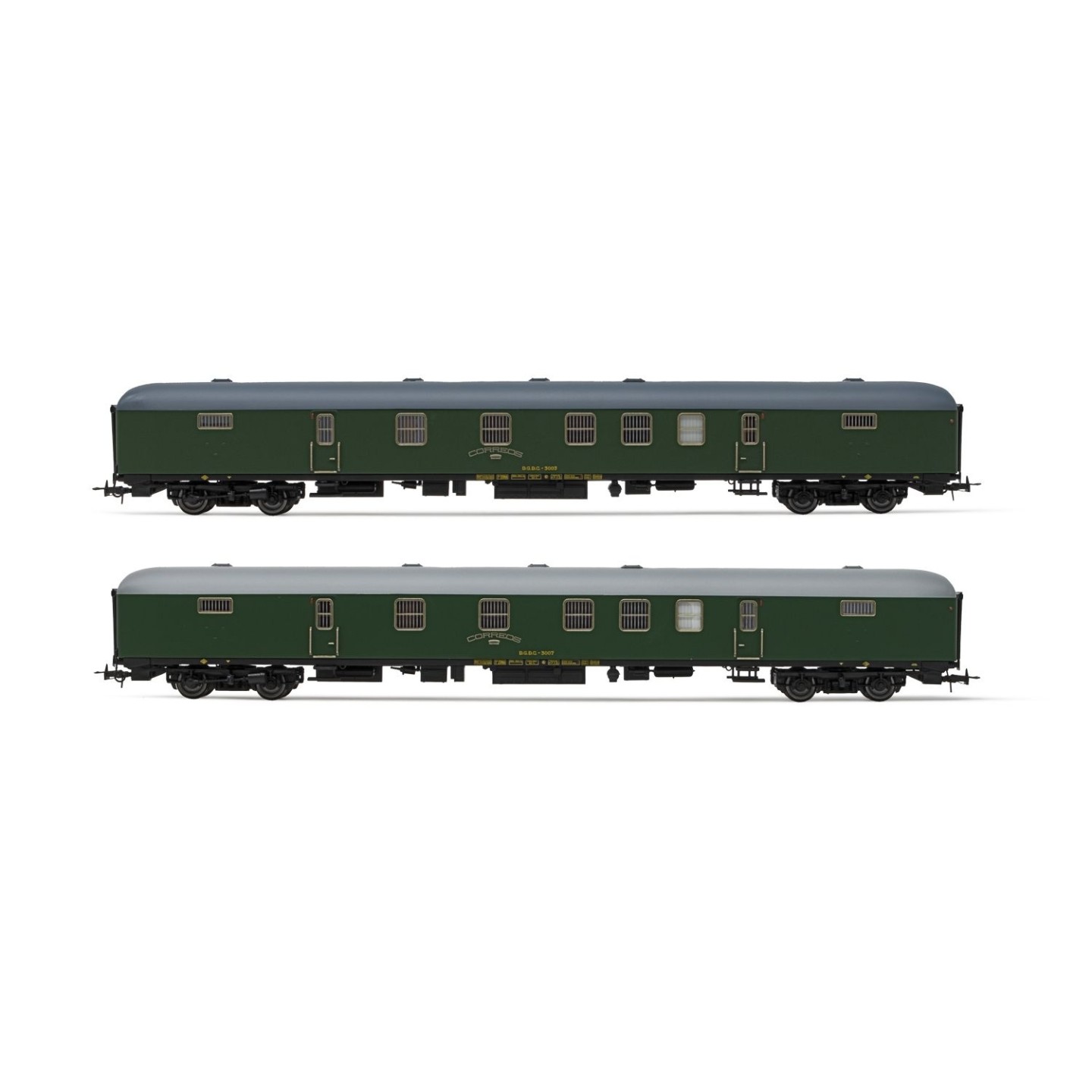SET 2 FURGONES CORREOS RENFE DGDC-3000 ELECTROTREN HE4013 ESCALA H0