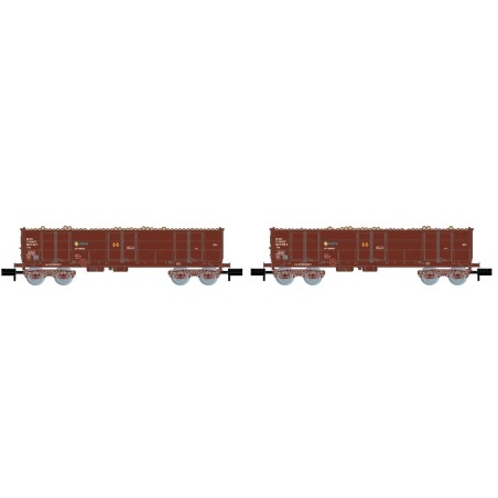 SET 2 VAGONES RENFE EALOS CARGADOS CON TRONCOS ARNOLD HN6411 ESCALA N