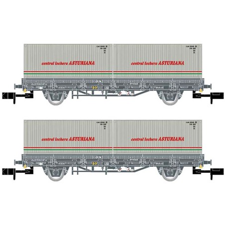SET 2 VAGONES PORTA CONTENEDORES CENTRAL LECHERA ASTURIANA" ARNOLD HN6421 ESCALA N"