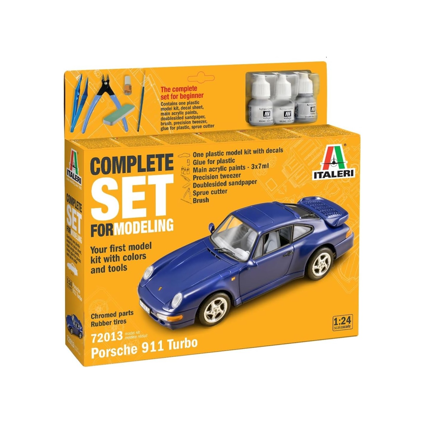 KIT CON PINTURAS PORSCHE 911 ITALERI 72013 ESCALA 1/24